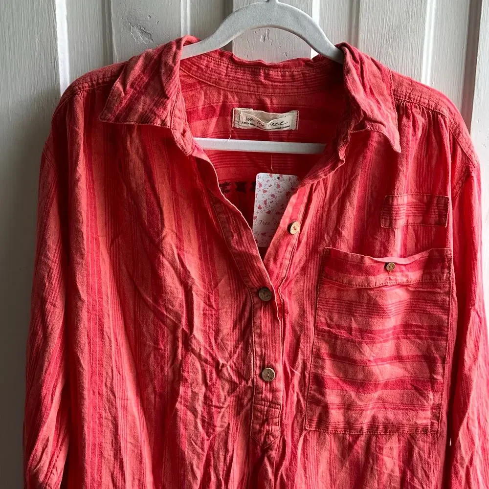 Free People Summer Breeze Stripe Top Coral Combo NWT